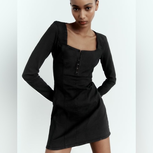 Zara Dresses & Skirts - NWT Zara Denim TRF Dress in Black